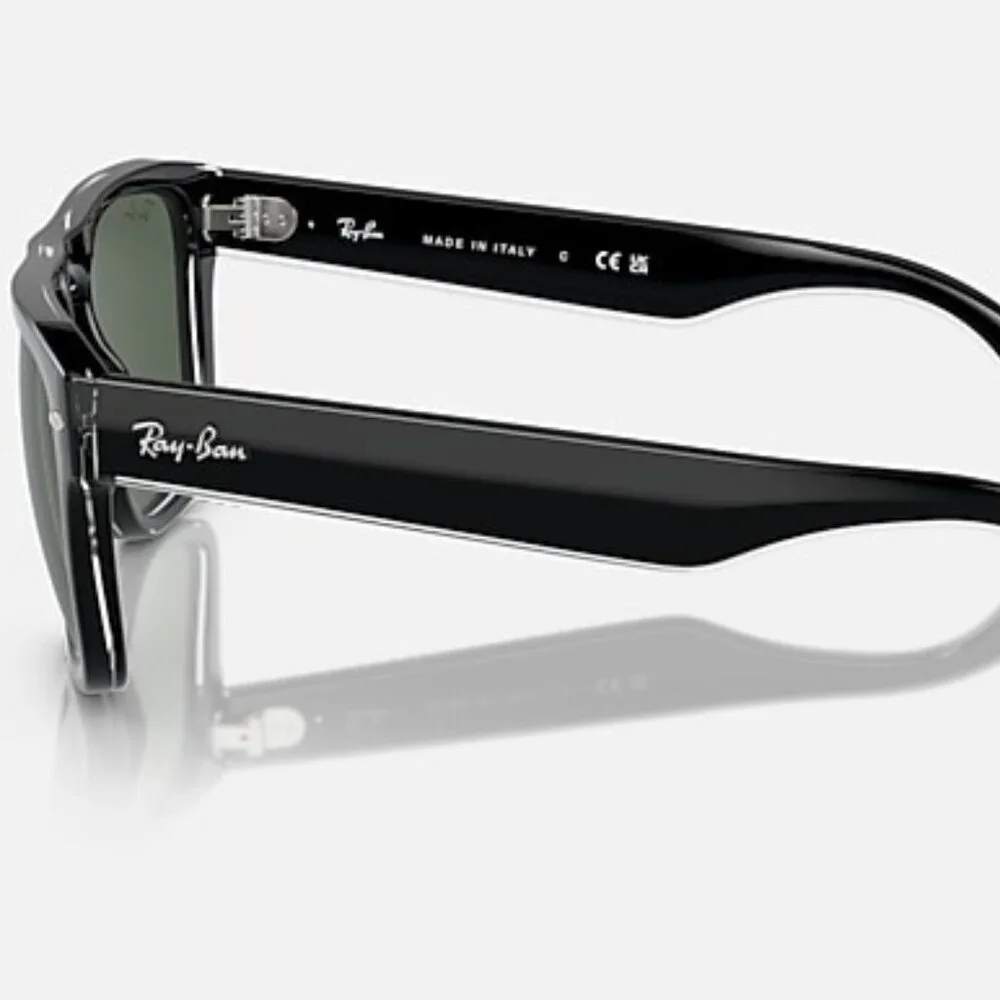 NEW RAY-BAN RB4407 654571 Square Glasses –Black Transparent Frame Dark Green Len